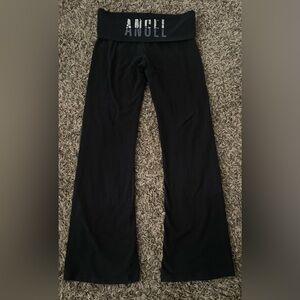 Victoria’s Secret Black Fold Over Angel Sequin Yoga Bootcut Flare Pants Petite M